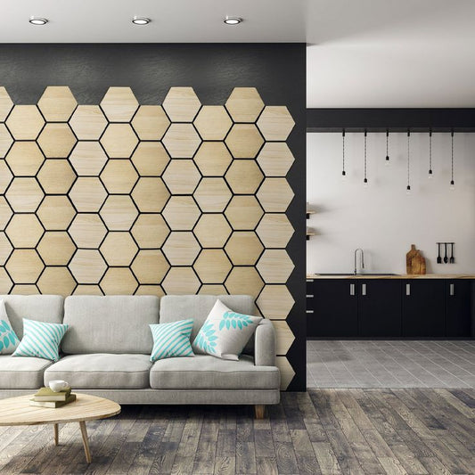 panneaux hexagonaux muraux - 3 pièces = 1 mètre