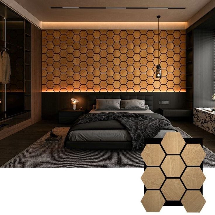 panneaux hexagonaux muraux - 3 pièces = 1 mètre